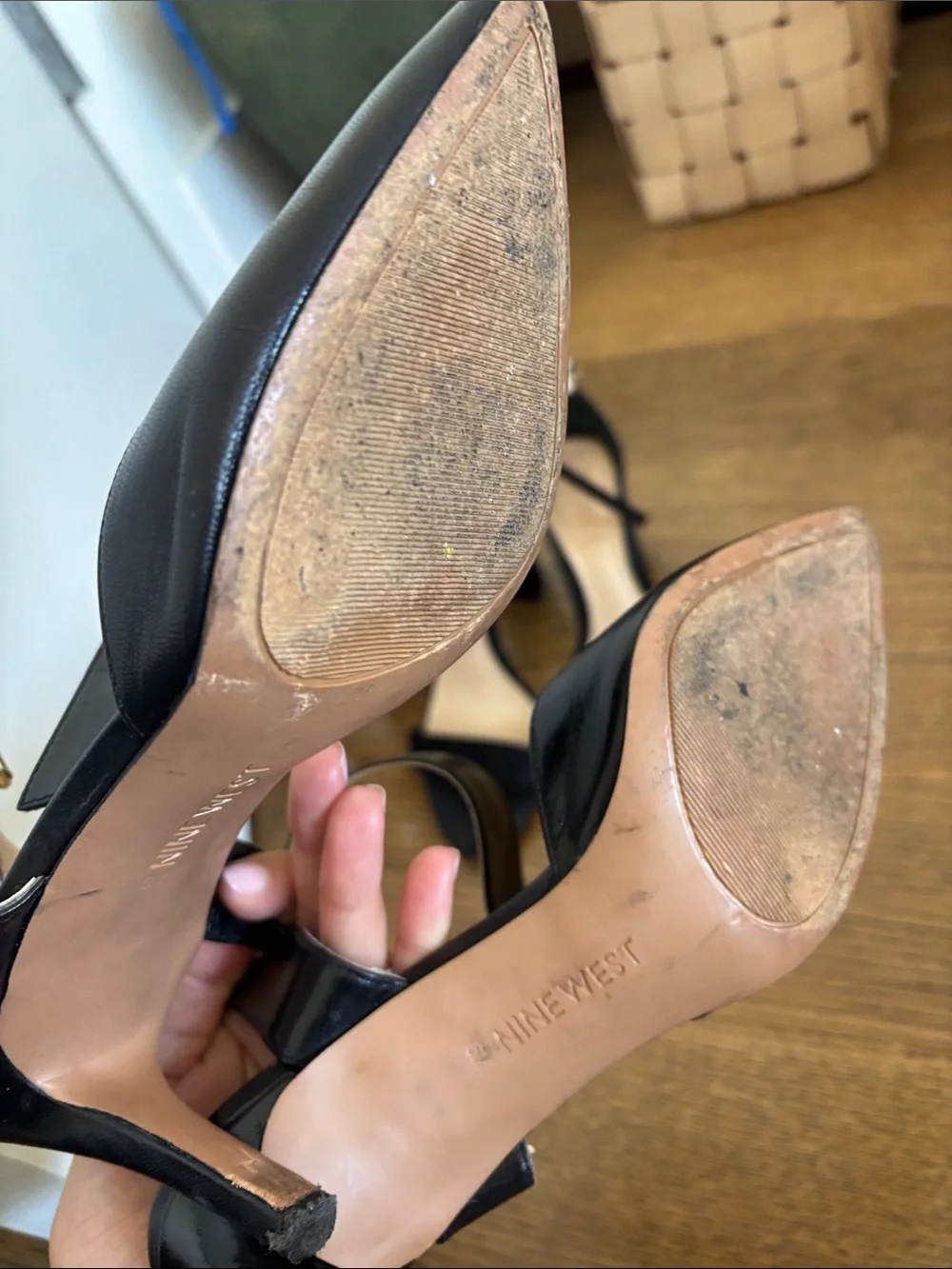 Nine West Black Pointed-Toe Cross-Strap Heels